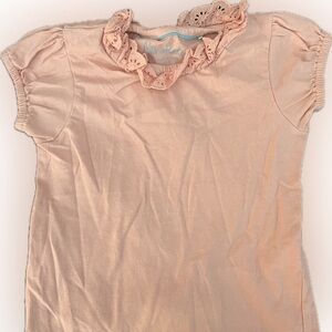 Mini Boden Peach Ruffle Neck Tee
